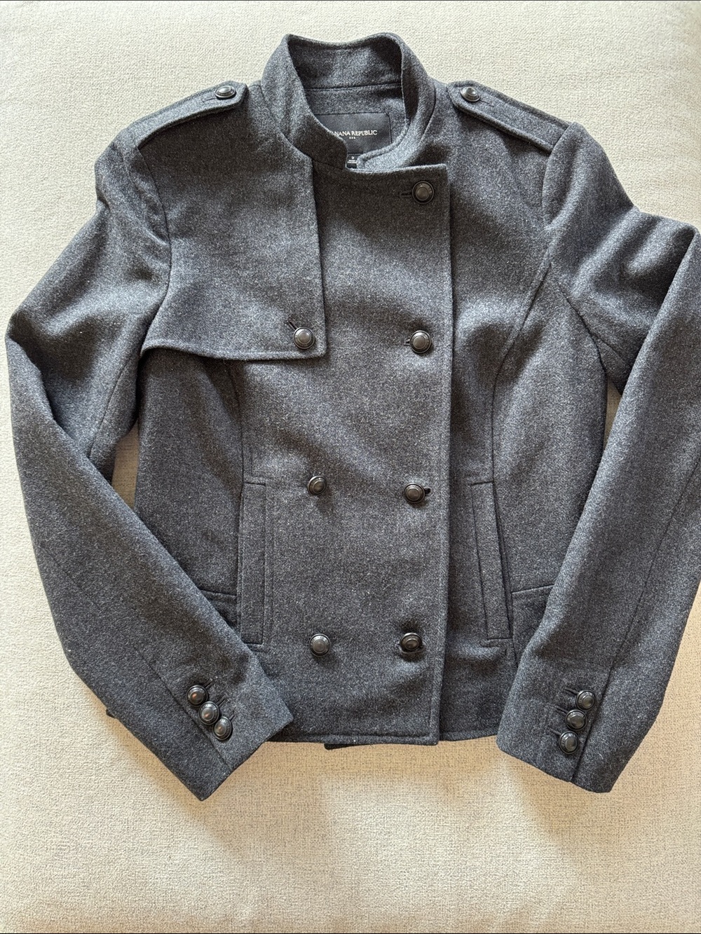 Banana Republic Charcoal Gray Double-Breasted Wool Pea Coat